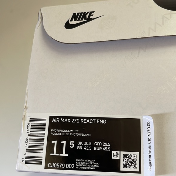 Men’s Nike Air Max 270 Nike React ENG | USED | US 11.5 - Picture 11 of 11